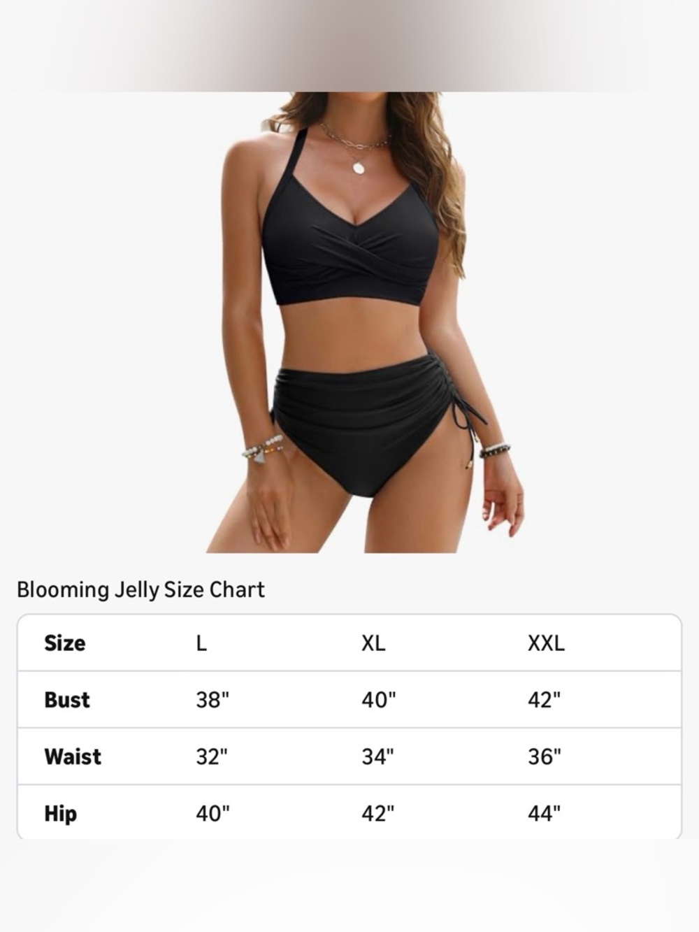 Blooming Jelly Womens High Waisted Bikini Sets XL Black with ticket - Picture 4 of 7